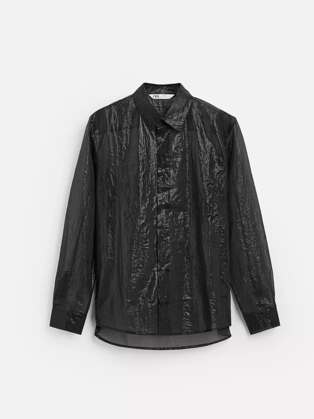 Zara Metallic Black Textured Shirt